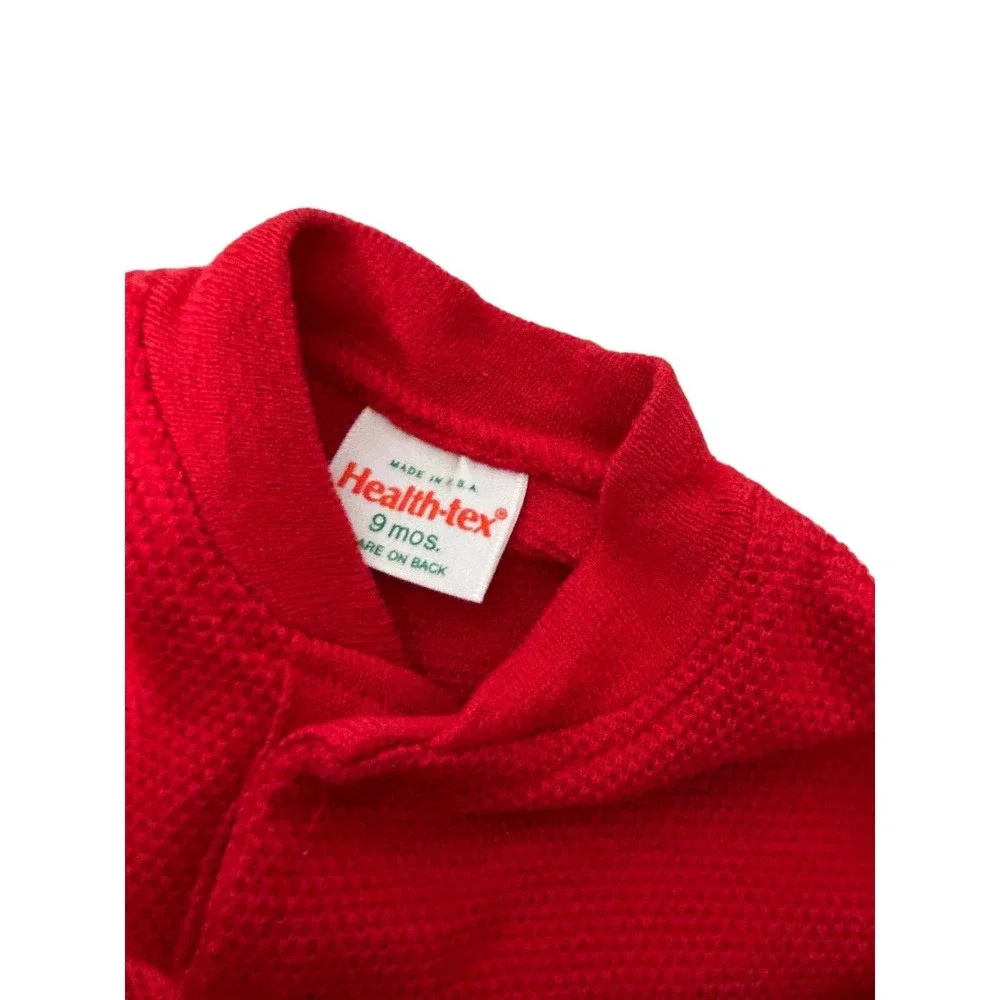 Health tex sz 9 months 2pc railroad stripe overalls red long sleeve‎ USA